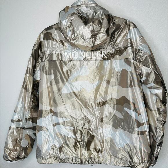Moncler Sand Cream Beige Menchib Metallic Camo Hooded Jacket Retail $1695 2 - Picture 6 of 15